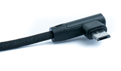 SYSTEM-S USB 2.0 Kabel 25cm Micro B Stecker zu 2.0 A Stecker Winkel geflochten in Schwarz
