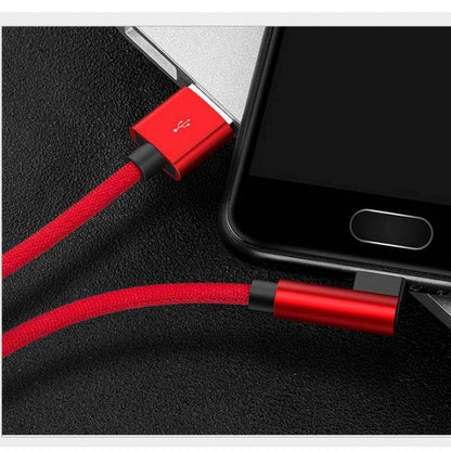 SYSTEM-S USB 2.0 Kabel 25 cm Micro B Stecker zu 2.0 A Stecker Winkel geflochten in Rot