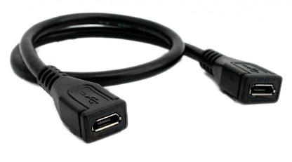 SYSTEM-S USB 2.0 OTG Kabel 30 cm Micro B Buchse zu Buchse in Schwarz
