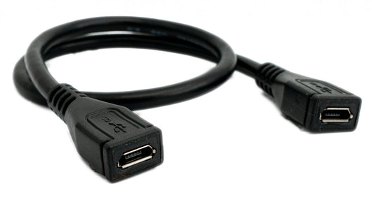 SYSTEM-S USB 2.0 OTG Kabel 30 cm Micro B Buchse zu Buchse in Schwarz