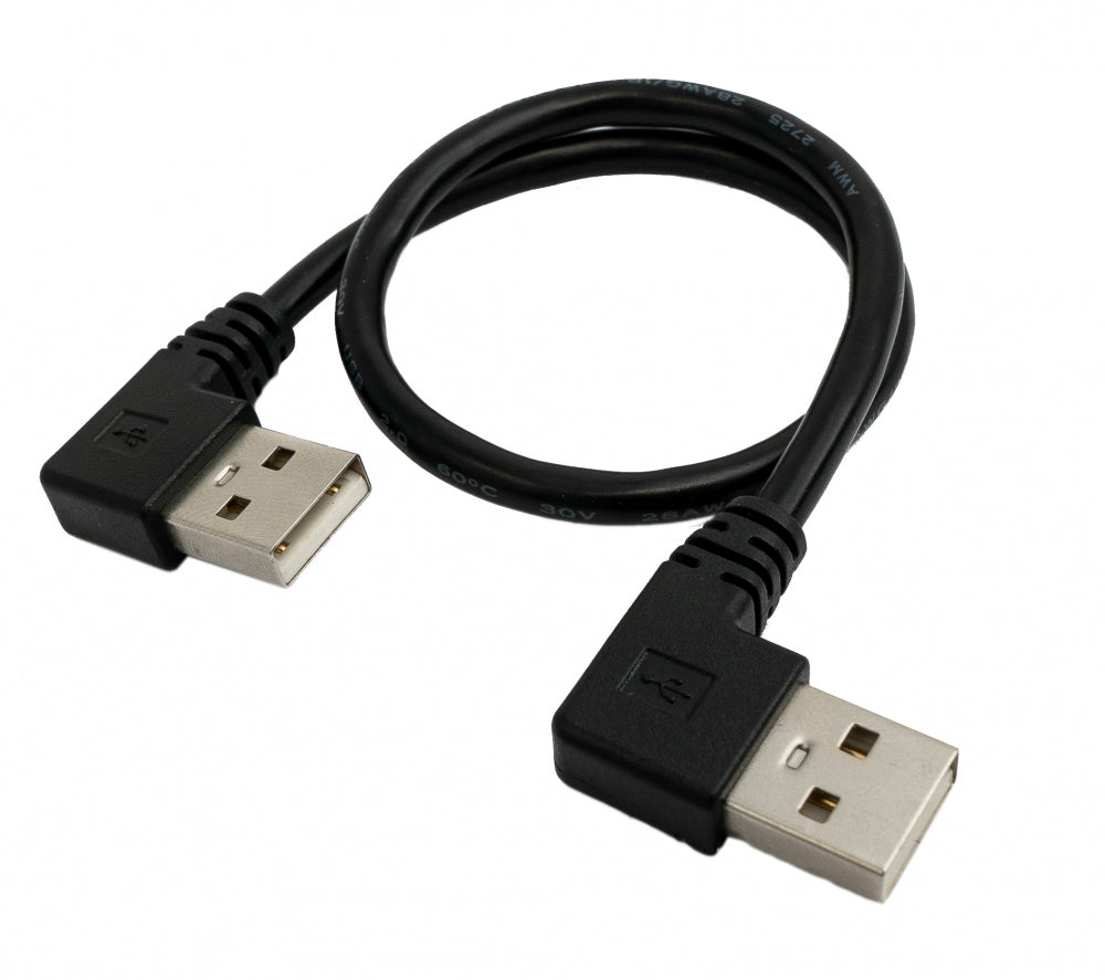 SYSTEM-S USB 2.0 cable 30 cm Type A male to male angled in black