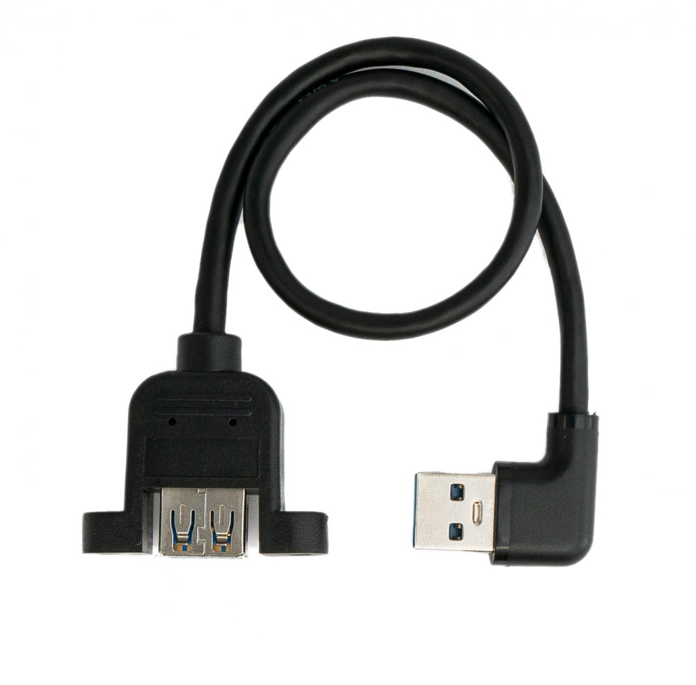 SYSTEM-S USB 3.0 Kabel 30 cm Typ A Buchse zu Stecker Schraube Winkel Schwarz