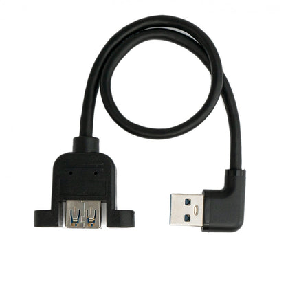 SYSTEM-S USB 3.0 Kabel 30 cm Typ A Buchse zu Stecker Schraube Winkel Schwarz