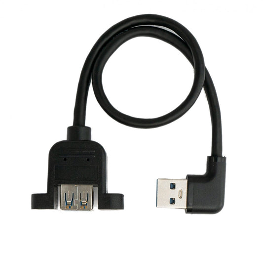 SYSTEM-S USB 3.0 Kabel 30 cm Typ A Buchse zu Stecker Schraube Winkel Schwarz