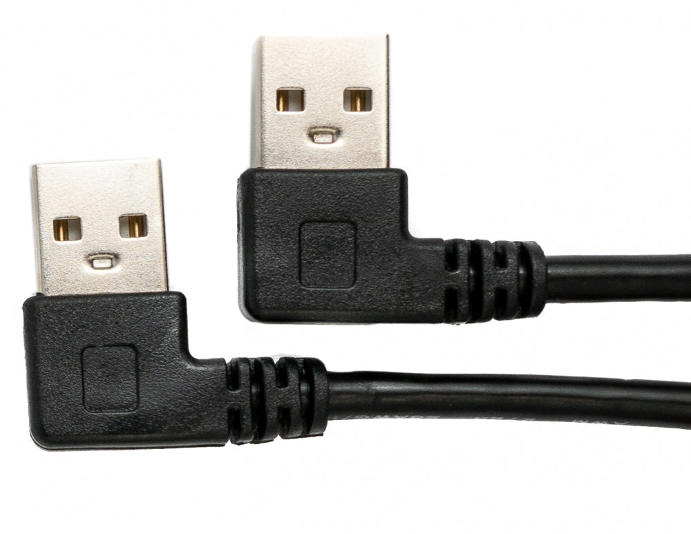 SYSTEM-S USB 2.0 cable 30 cm Type A male to male angled in black