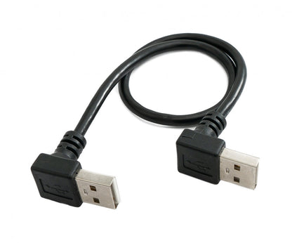 SYSTEM-S USB 2.0 cable 30 cm Type A male to male angled in black 