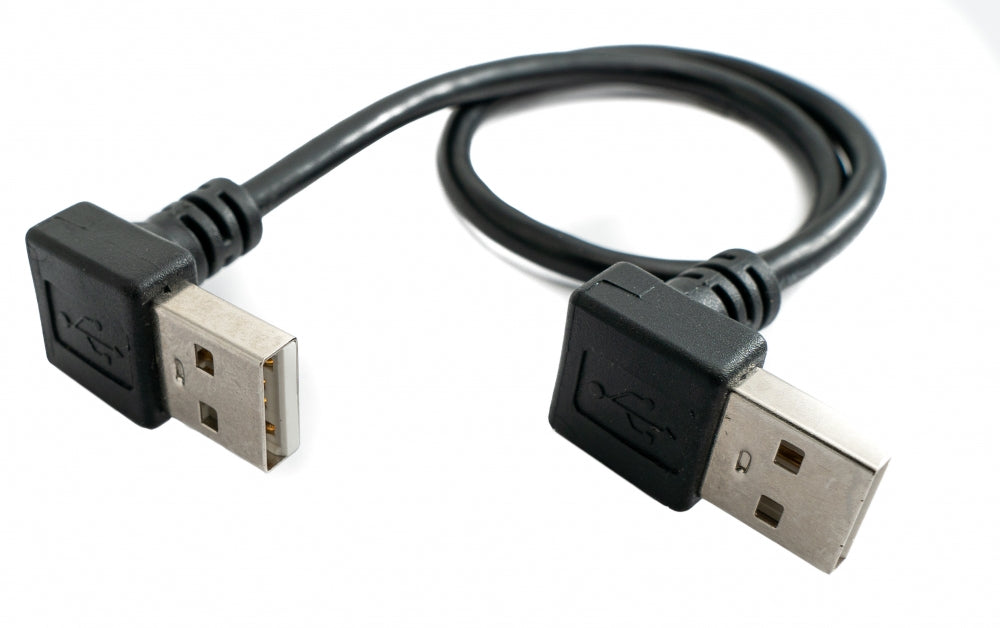 SYSTEM-S USB 2.0 cable 30 cm Type A male to male angled in black 