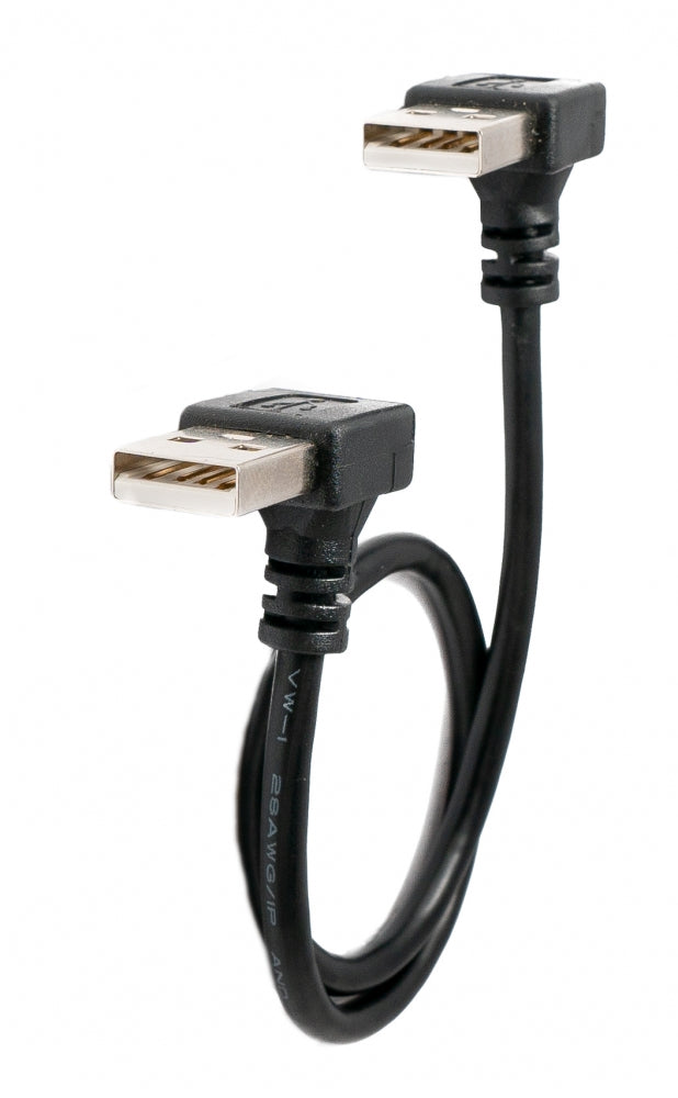 SYSTEM-S USB 2.0 cable 30 cm Type A male to male angled in black 