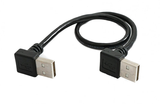 SYSTEM-S USB 2.0 cable 30 cm Type A male to male angled in black