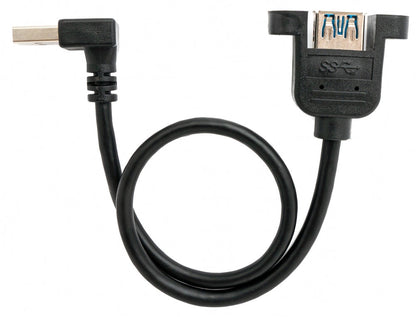 SYSTEM-S USB 3.0 Kabel 30 cm Typ A Buchse zu Stecker Schraube Winkel Schwarz