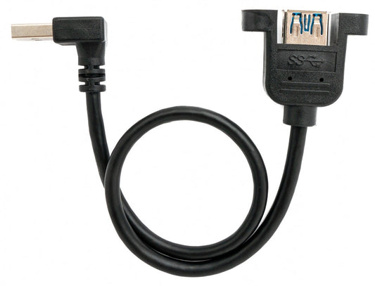SYSTEM-S USB 3.0 Kabel 30 cm Typ A Buchse zu Stecker Schraube Winkel Schwarz