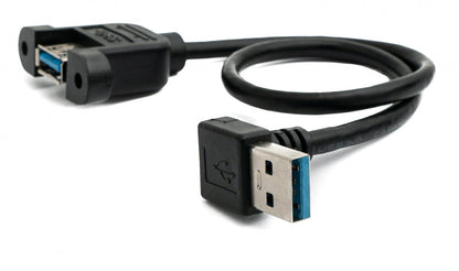 SYSTEM-S USB 3.0 Kabel 30 cm Typ A Buchse zu Stecker Schraube Winkel Schwarz