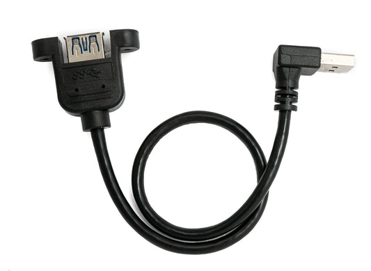 USB 3.0 cable 30 cm type A female to male screw angle black
