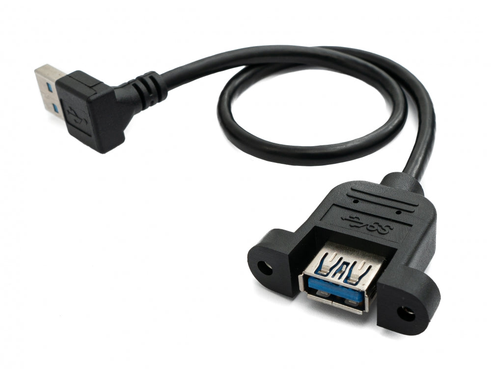 USB 3.0 cable 30 cm type A female to male screw angle black
