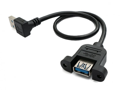 USB 3.0 cable 30 cm type A female to male screw angle black