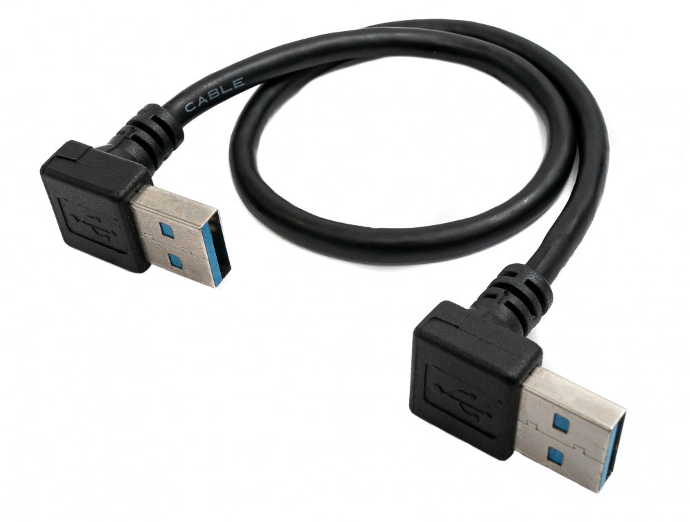 USB 3.0 cable 30 cm type A male to male angled in black