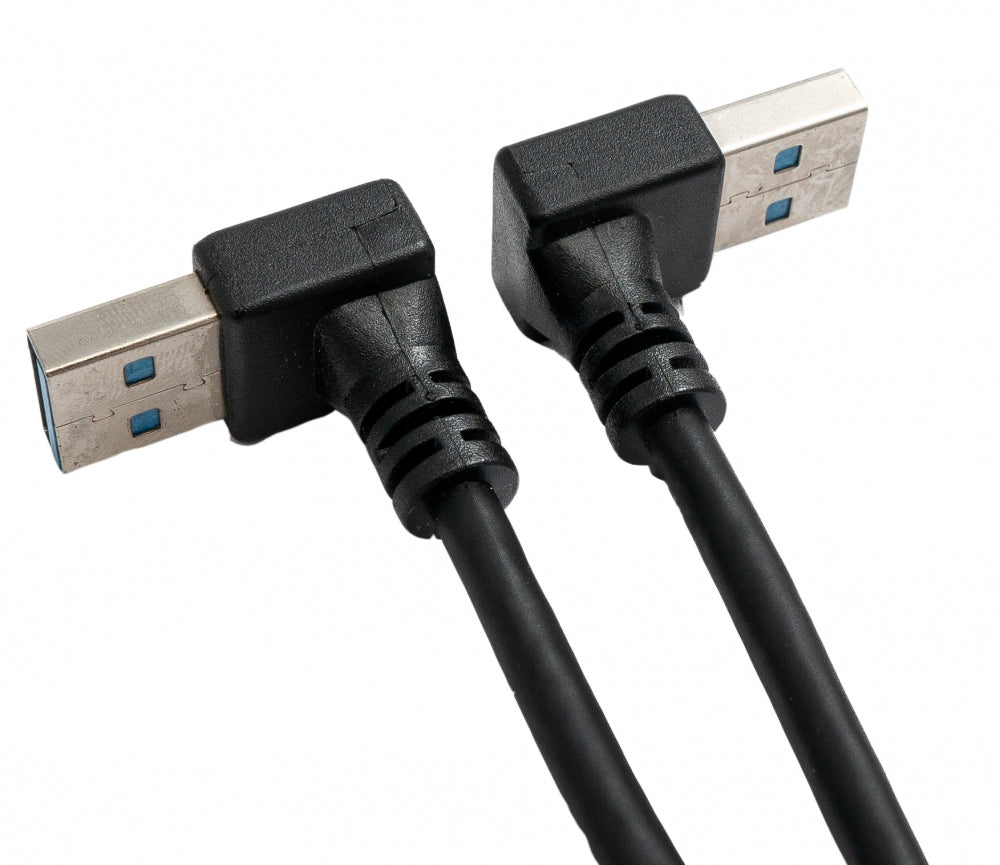 USB 3.0 cable 30 cm type A male to male angled in black