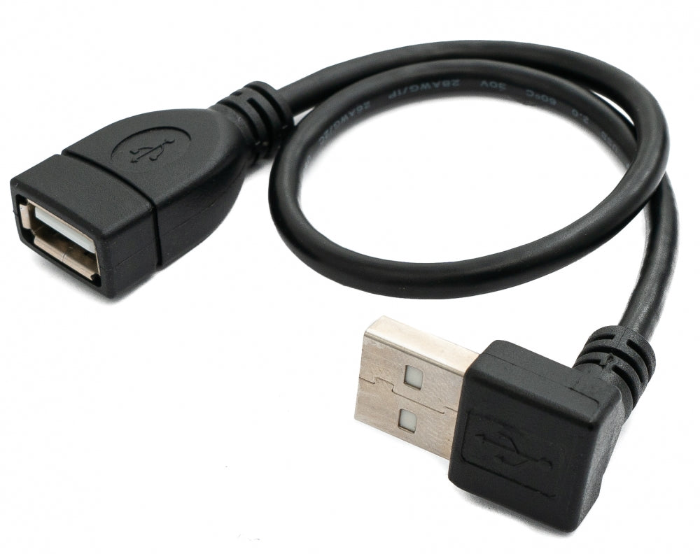 SYSTEM-S USB 2.0 cable 30 cm Type A male to female angled in black