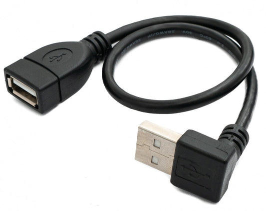 SYSTEM-S USB 2.0 Kabel 30 cm Typ A Stecker zu Buchse Winkel in Schwarz