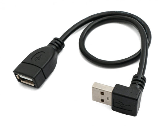 SYSTEM-S USB 2.0 cable 30 cm Type A male to female angled in black