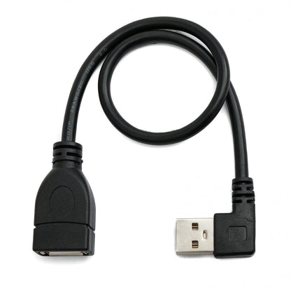 SYSTEM-S USB 2.0 Kabel 30 cm Typ A Stecker zu Buchse Rechts Winkel in Schwarz