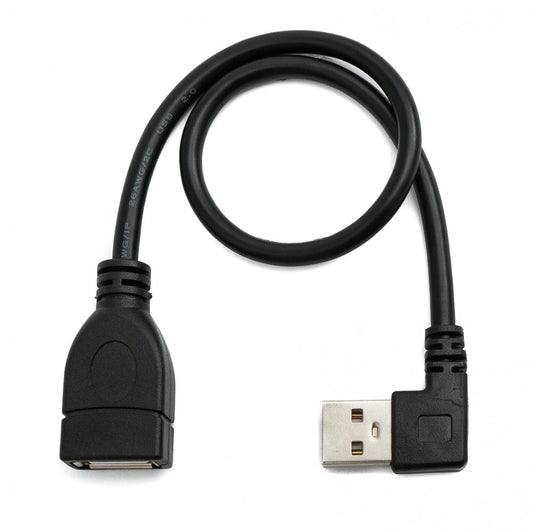 SYSTEM-S USB 2.0 Kabel 30 cm Typ A Stecker zu Buchse Rechts Winkel in Schwarz