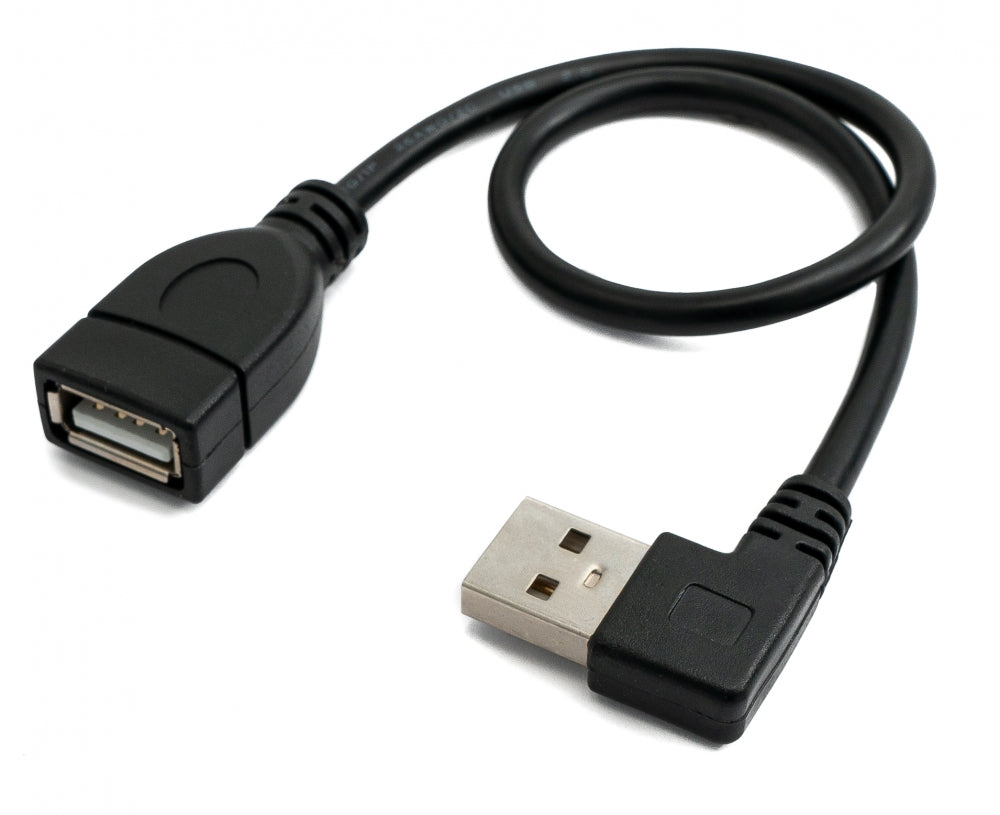 SYSTEM-S USB 2.0 Kabel 30 cm Typ A Stecker zu Buchse Rechts Winkel in Schwarz