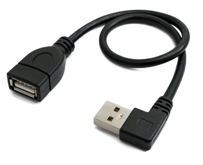 SYSTEM-S USB 2.0 Kabel 30 cm Typ A Stecker zu Buchse Rechts Winkel in Schwarz