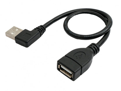 SYSTEM-S USB 2.0 Kabel 30 cm Typ A Stecker zu Buchse Winkel Links in Schwarz