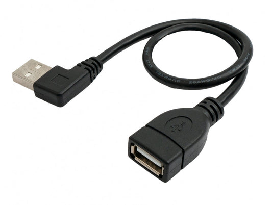 SYSTEM-S USB 2.0 Kabel 30 cm Typ A Stecker zu Buchse Winkel Links in Schwarz