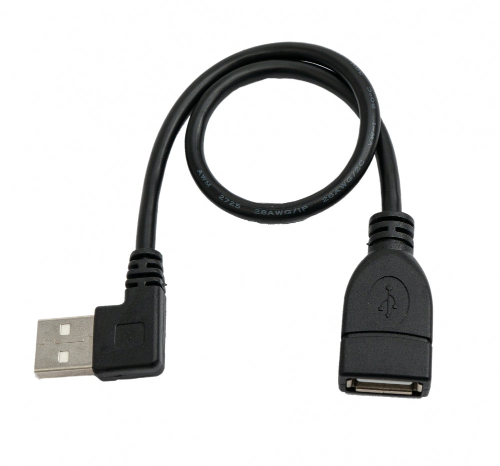 SYSTEM-S USB 2.0 Kabel 30 cm Typ A Stecker zu Buchse Winkel Links in Schwarz