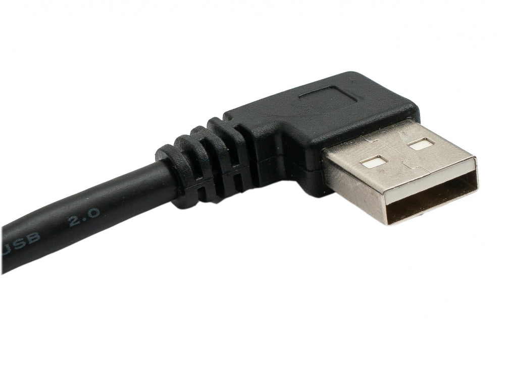 SYSTEM-S USB 2.0 Kabel 30 cm Typ A Stecker zu Buchse Winkel Links in Schwarz