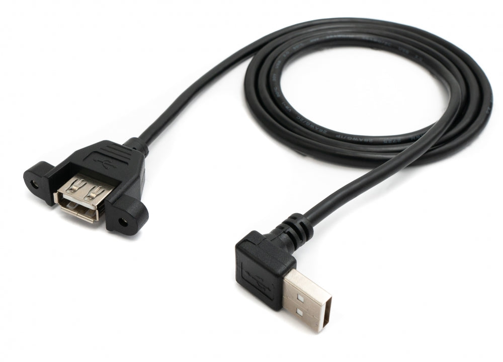 USB 2.0 cable 30 cm type A female to male screw angle black