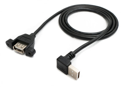 USB 2.0 cable 30 cm type A female to male screw angle black