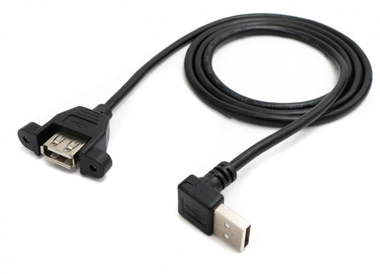 USB 2.0 cable 30 cm type A female to male screw angle black