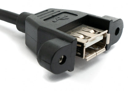 USB 2.0 cable 30 cm type A female to male screw angle black