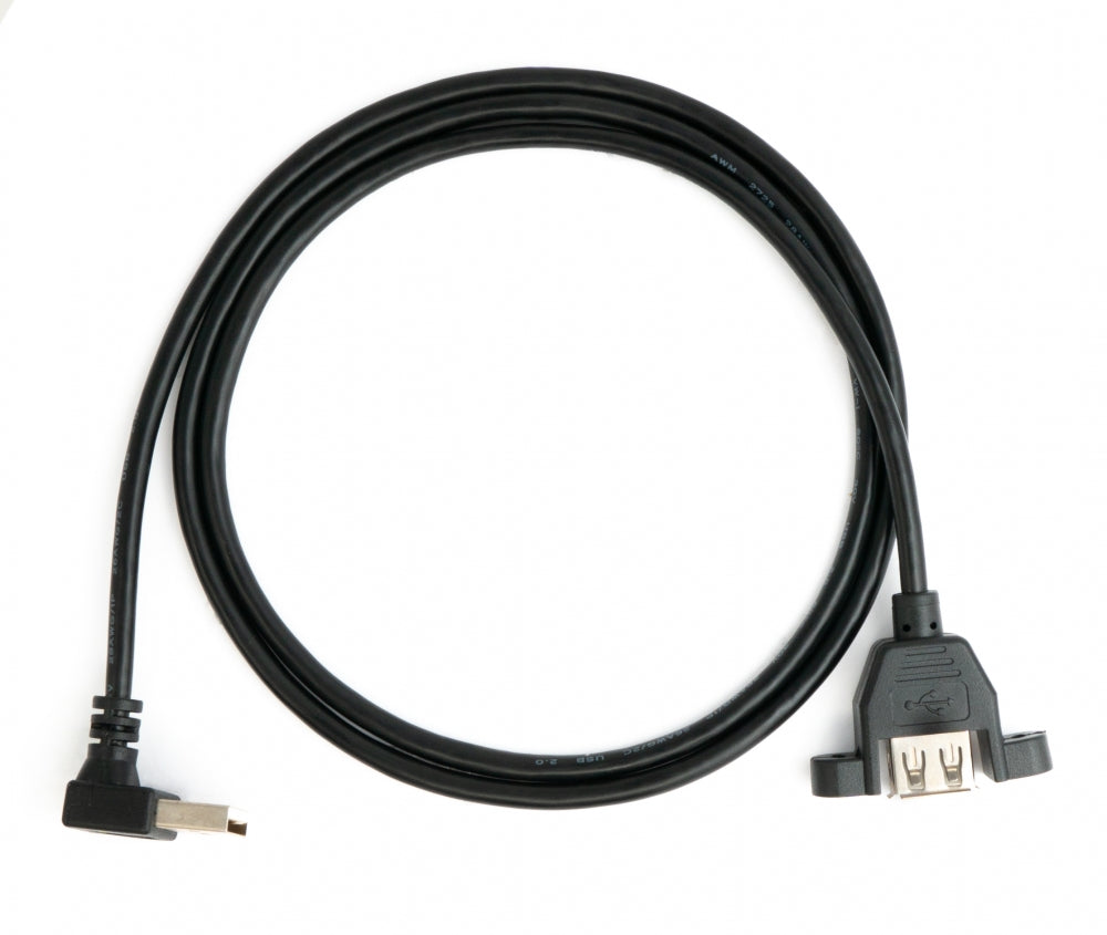 SYSTEM-S USB 2.0 Kabel 100 cm Typ A Buchse zu Stecker Schraube Winkel Schwarz