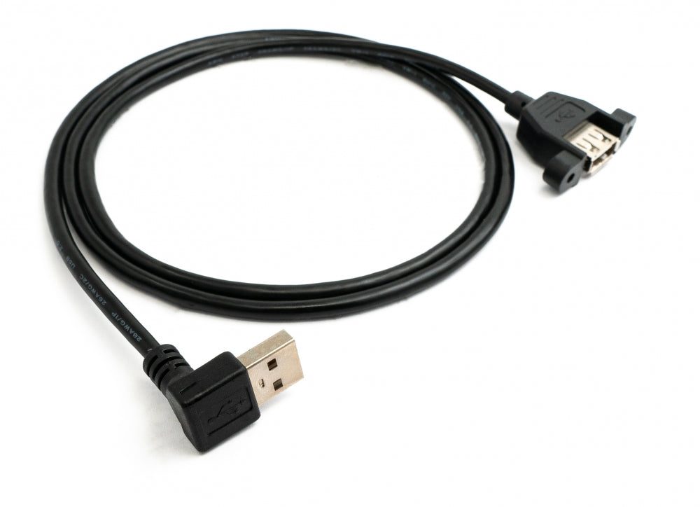 SYSTEM-S USB 2.0 Kabel 100 cm Typ A Buchse zu Stecker Schraube Winkel Schwarz