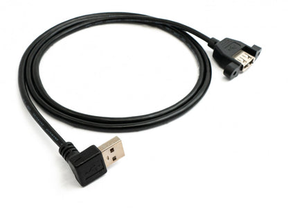 SYSTEM-S USB 2.0 Kabel 100 cm Typ A Buchse zu Stecker Schraube Winkel Schwarz