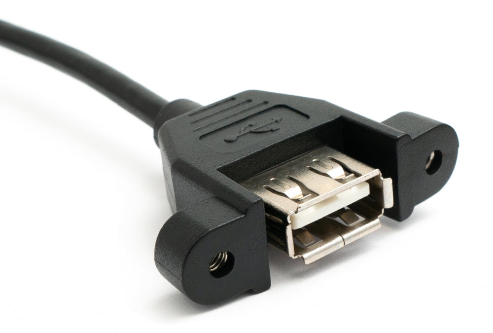 SYSTEM-S USB 2.0 Kabel 100 cm Typ A Buchse zu Stecker Schraube Winkel Schwarz