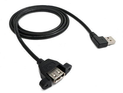 SYSTEM-S USB 2.0 Kabel 100 cm Typ A Buchse zu Stecker Schraube Winkel Schwarz