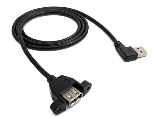 SYSTEM-S USB 2.0 Kabel 100 cm Typ A Buchse zu Stecker Schraube Winkel Schwarz