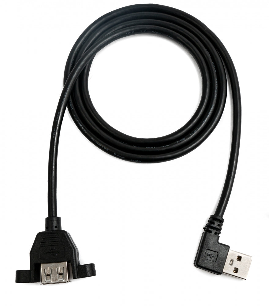 SYSTEM-S USB 2.0 Kabel 100 cm Typ A Buchse zu Stecker Schraube Winkel Schwarz