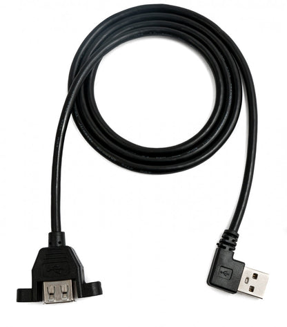 SYSTEM-S USB 2.0 Kabel 100 cm Typ A Buchse zu Stecker Schraube Winkel Schwarz