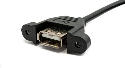 SYSTEM-S USB 2.0 Kabel 100 cm Typ A Buchse zu Stecker Schraube Winkel Schwarz