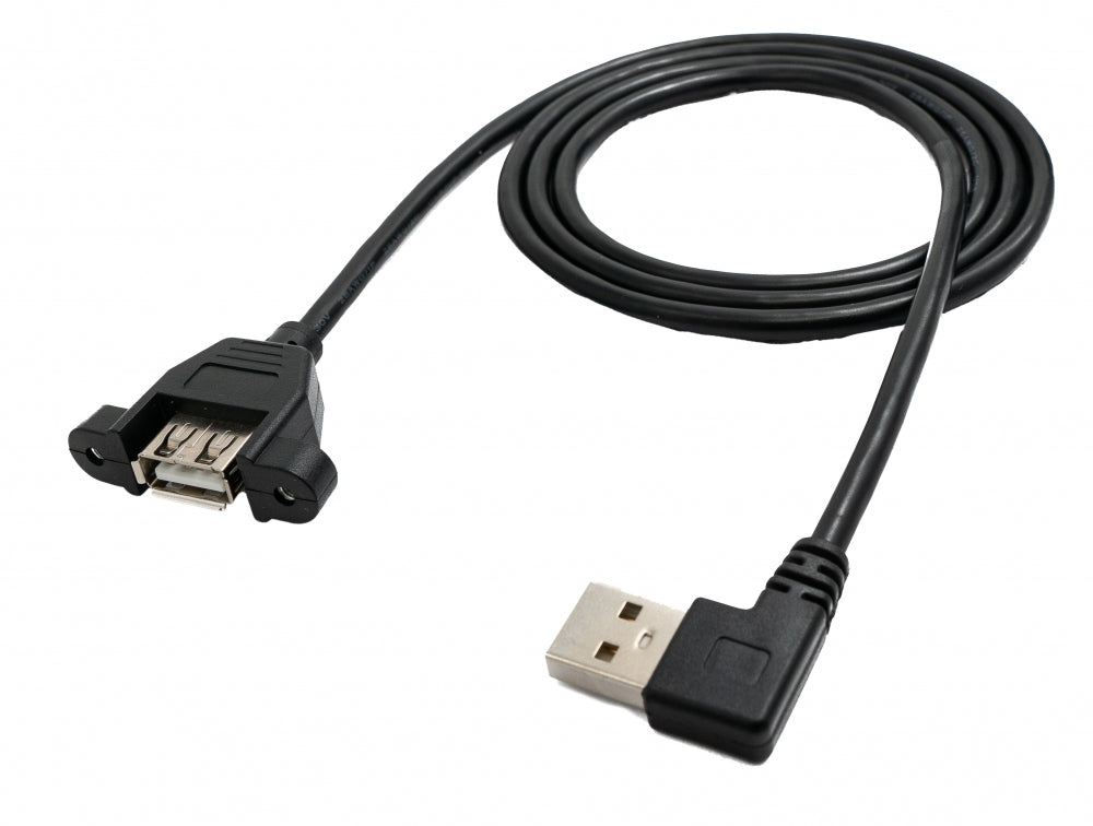 SYSTEM-S USB 2.0 cable 100 cm Type A female to male screw angle black