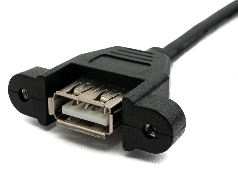 SYSTEM-S USB 2.0 cable 100 cm Type A female to male screw angle black