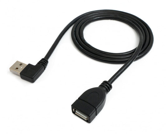 SYSTEM-S USB 2.0 Kabel 100 cm Typ A Stecker zu Buchse Winkel in Schwarz