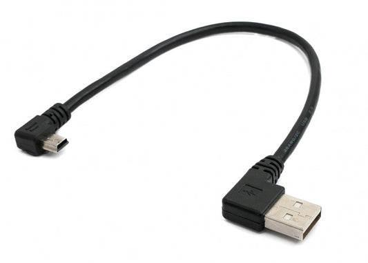 SYSTEM-S USB 2.0 Kabel 25 cm Typ A Stecker zu Mini USB Stecker Winkel in Schwarz