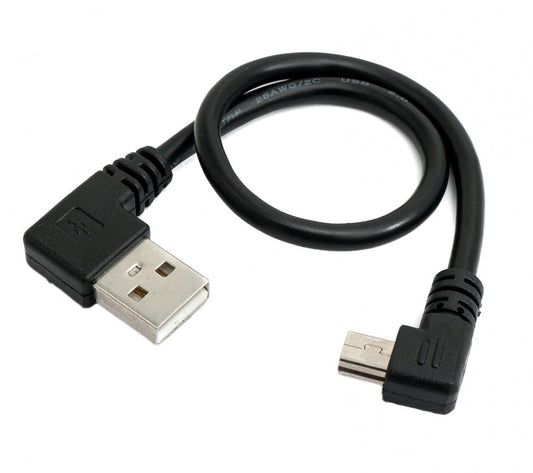 SYSTEM-S USB 2.0 cable 25 cm Type A male to Mini USB male angled in black